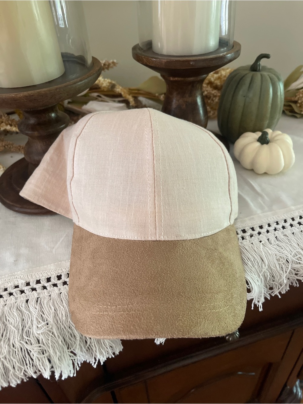 David and Young Women's Light Pink Tan Suede Baseball Cap Hat